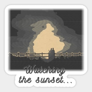 Watching  the sunset... Sticker